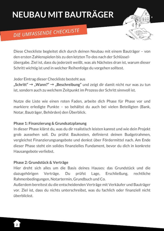 Hausbau-Checkliste: Neubau mit Bauträger