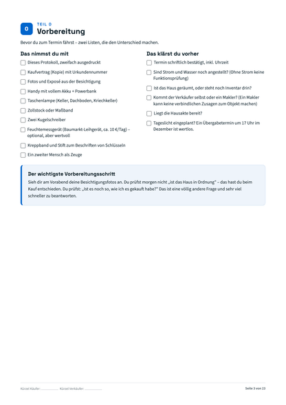 Übergabeprotokoll Hauskauf zum Ausdrucken – inkl. Checkliste für den Übergabetermin