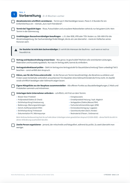 Bauabnahme-Checkliste zum Ausdrucken - inkl. Abnahmeprotokoll-Vorlage