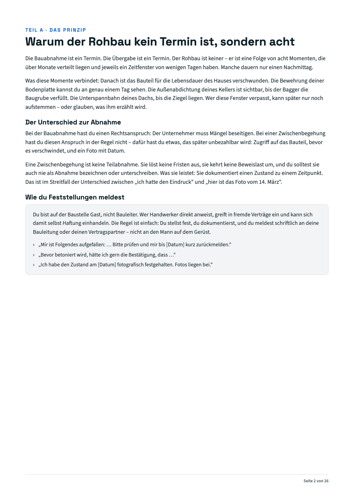 Rohbau-Checkliste zum Ausdrucken - 8 Begehungen mit Prüfpunkten & Fotoplan