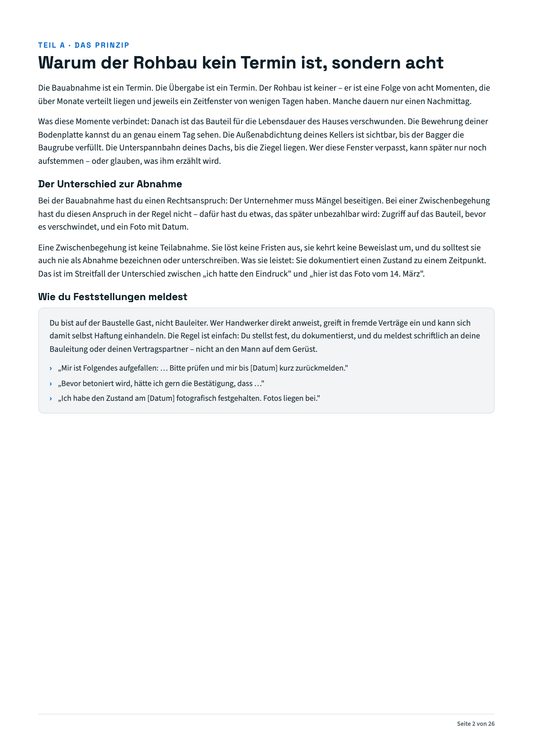 Rohbau-Checkliste zum Ausdrucken - 8 Begehungen mit Prüfpunkten & Fotoplan